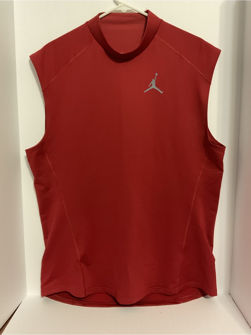 Jordan Red Sleeveless Athletic Tank Top with Silver Jumpman